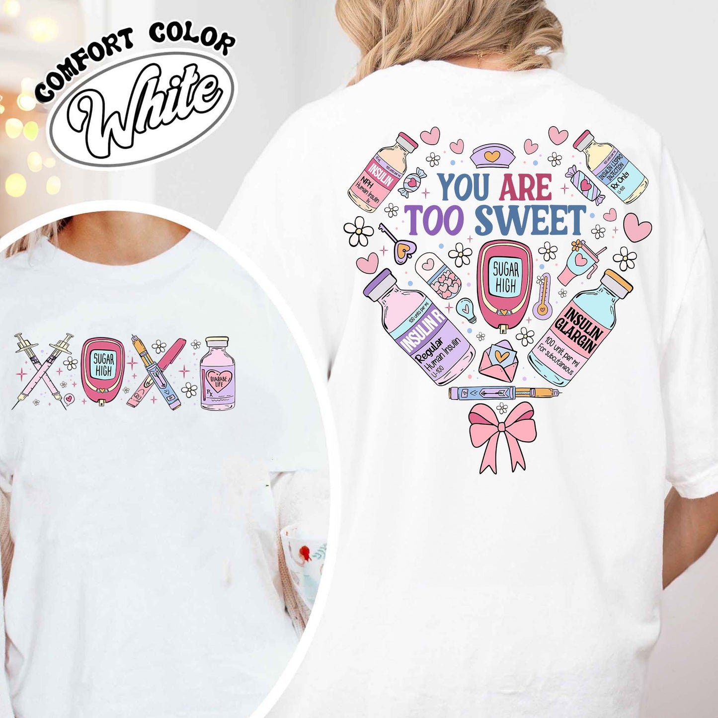 Valentine’s Day Nurse Comfort Color Shirt, You Are Too Sweet Nurse Valentine Shirt, Insulin Diabetes ICU Nurse