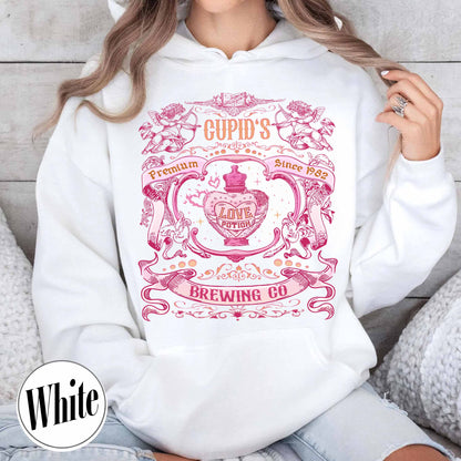 Valentines Day Hoodie,Cupid’s Brewing Co Premium Love Potions Est 1982 Hoodie,Cute Valentine Hoodie