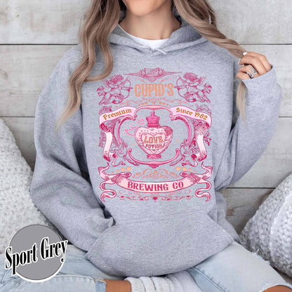 Valentines Day Hoodie,Cupid’s Brewing Co Premium Love Potions Est 1982 Hoodie,Cute Valentine Hoodie