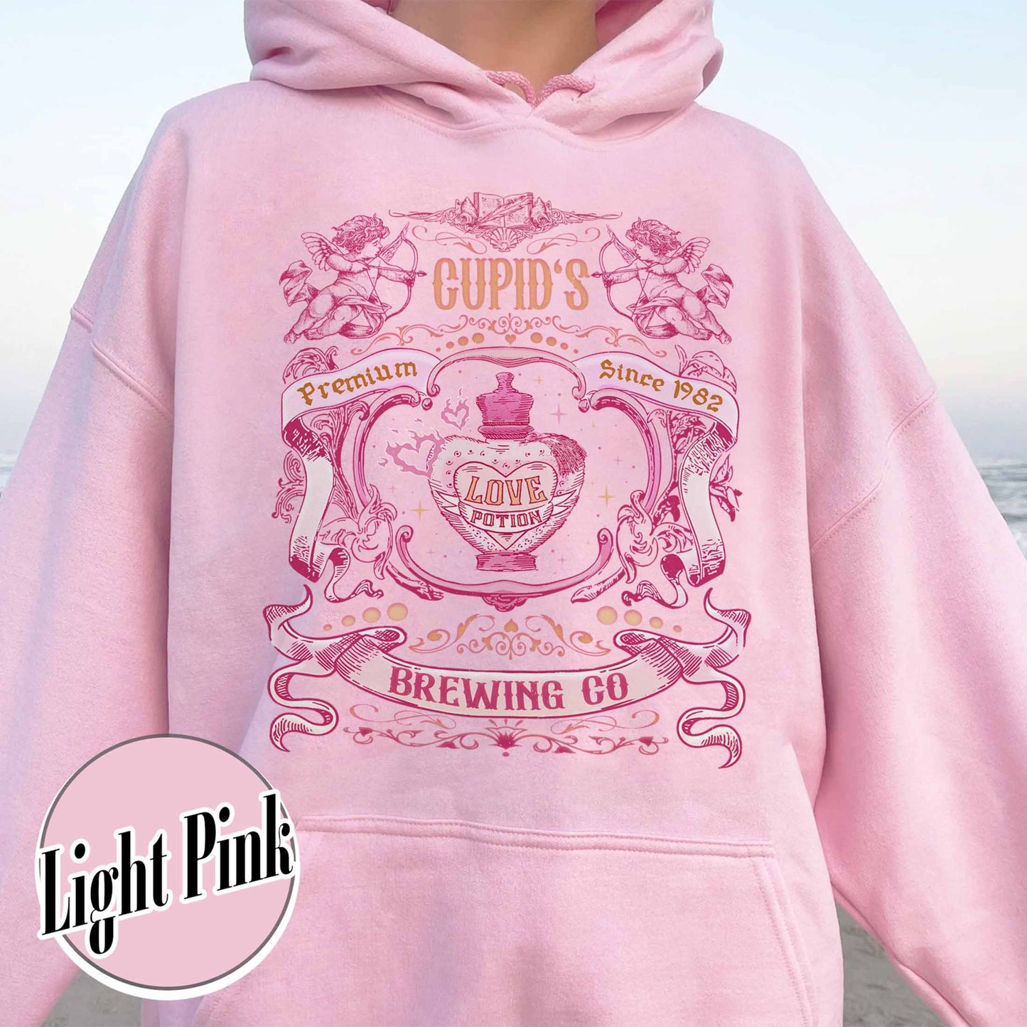 Valentines Day Hoodie,Cupid’s Brewing Co Premium Love Potions Est 1982 Hoodie,Cute Valentine Hoodie