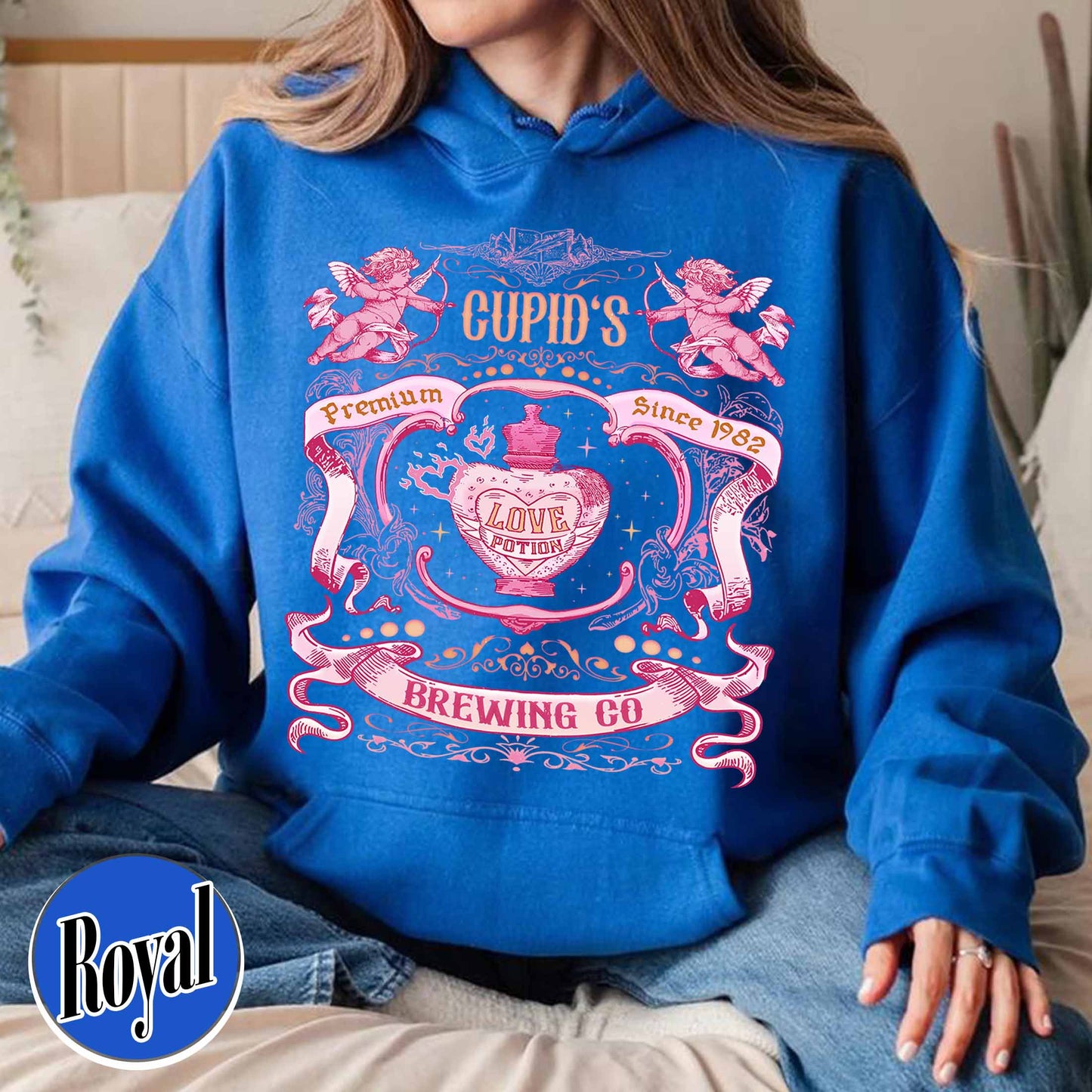Valentines Day Hoodie,Cupid’s Brewing Co Premium Love Potions Est 1982 Hoodie,Cute Valentine Hoodie