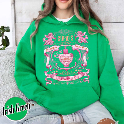 Valentines Day Hoodie,Cupid’s Brewing Co Premium Love Potions Est 1982 Hoodie,Cute Valentine Hoodie
