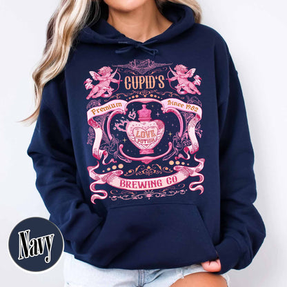 Valentines Day Hoodie,Cupid’s Brewing Co Premium Love Potions Est 1982 Hoodie,Cute Valentine Hoodie