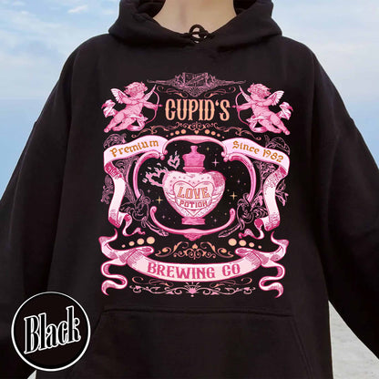 Valentines Day Hoodie,Cupid’s Brewing Co Premium Love Potions Est 1982 Hoodie,Cute Valentine Hoodie