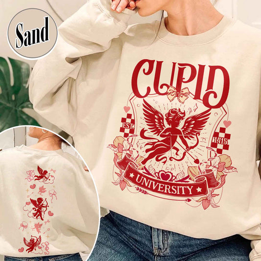 Valentines Day Sweatshirt,Cupid University Sweatshirt, Cute Valentine's Day Sweatshirt,Funny College Sweatshirt
