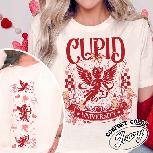 Valentines Day Comfort Colors Shirt,Cupid University Shirt, Cute Valentine's Day Shirt,Funny College Shirt