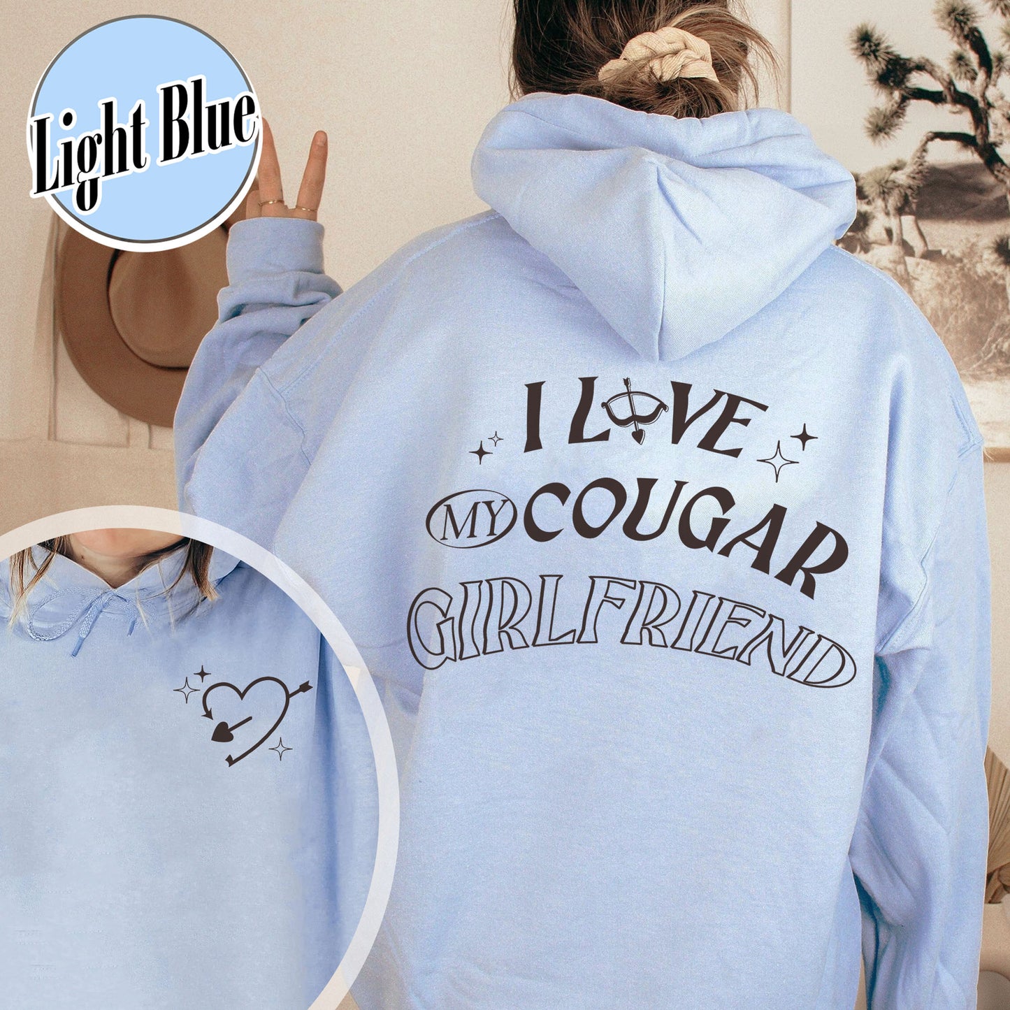 Valentines Day Hoodie, I Love My Cougar Girlfriend Hoodie,Boyfriend Gift,I Heart My Cougar Hoodie