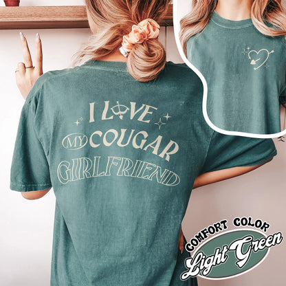 Valentines Day Comfort Colors Shirt, I Love My Cougar Girlfriend Shirt,Boyfriend Gift,I Heart My Cougar Shirt