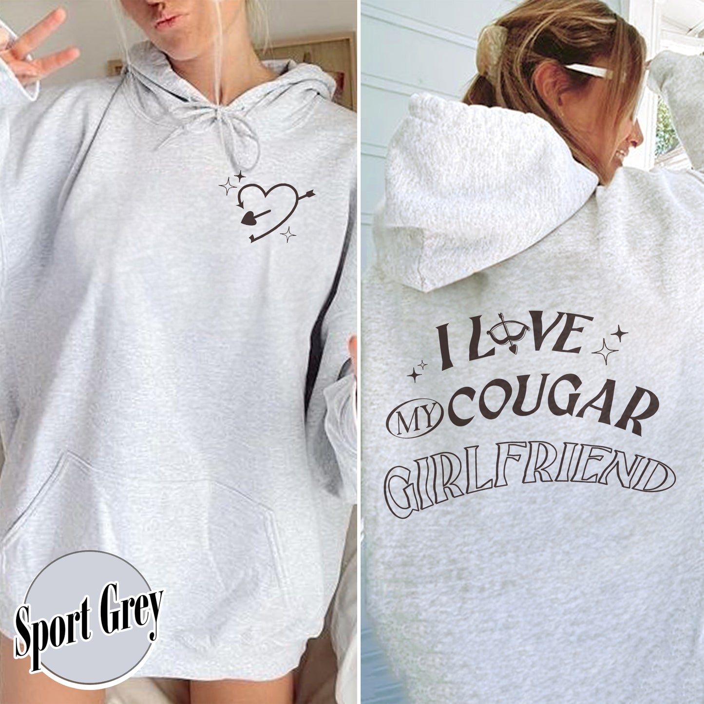 Valentines Day Hoodie, I Love My Cougar Girlfriend Hoodie,Boyfriend Gift,I Heart My Cougar Hoodie