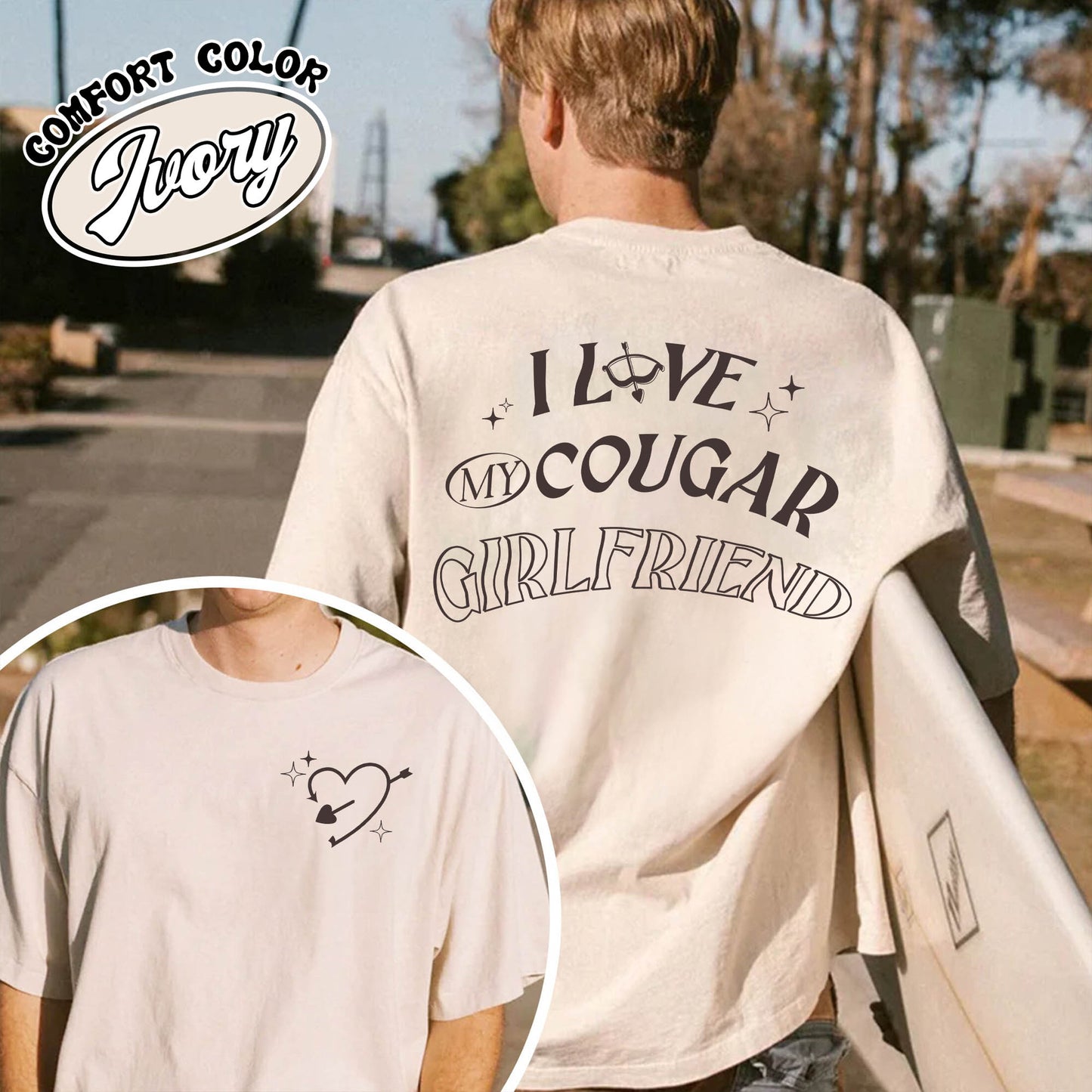 Valentines Day Comfort Colors Shirt, I Love My Cougar Girlfriend Shirt,Boyfriend Gift,I Heart My Cougar Shirt