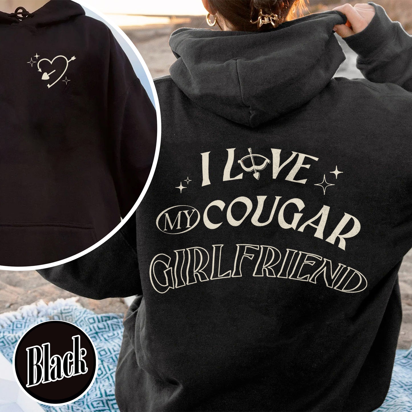 Valentines Day Hoodie, I Love My Cougar Girlfriend Hoodie,Boyfriend Gift,I Heart My Cougar Hoodie
