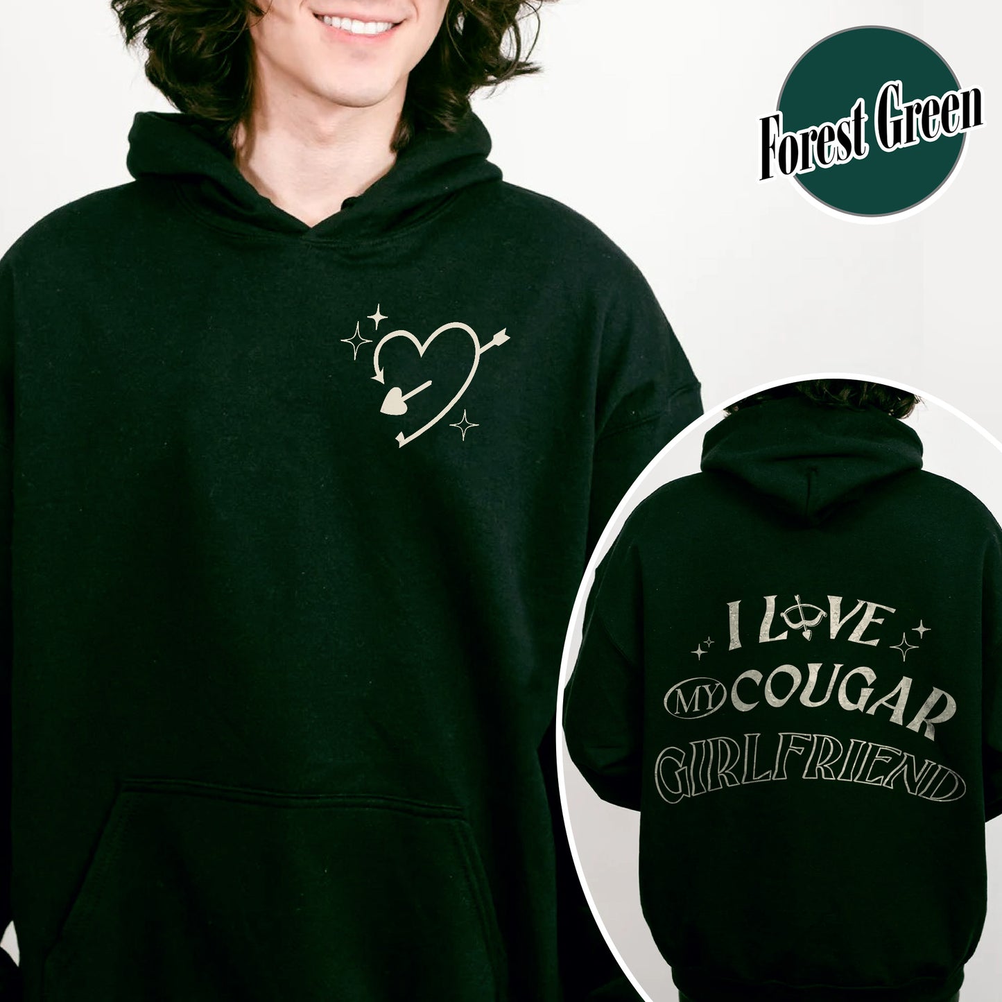 Valentines Day Hoodie, I Love My Cougar Girlfriend Hoodie,Boyfriend Gift,I Heart My Cougar Hoodie