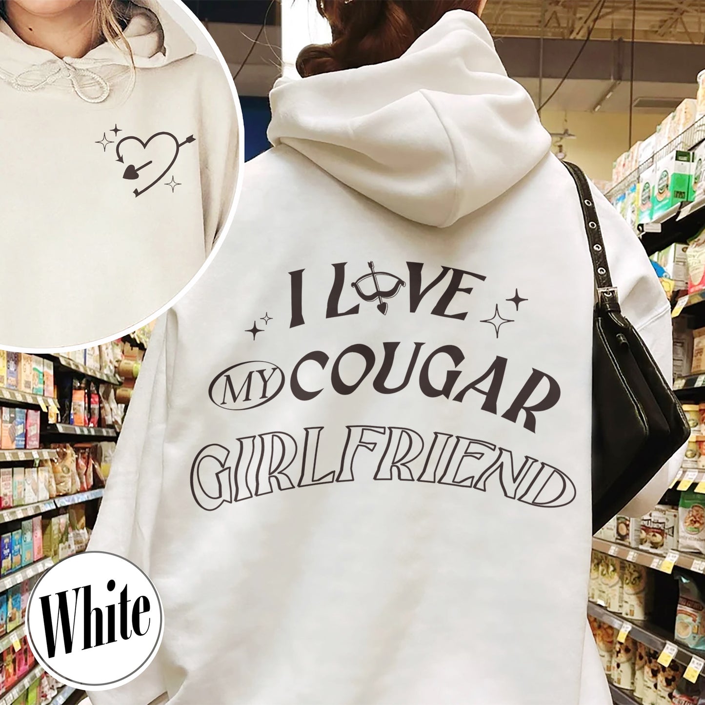 Valentines Day Hoodie, I Love My Cougar Girlfriend Hoodie,Boyfriend Gift,I Heart My Cougar Hoodie