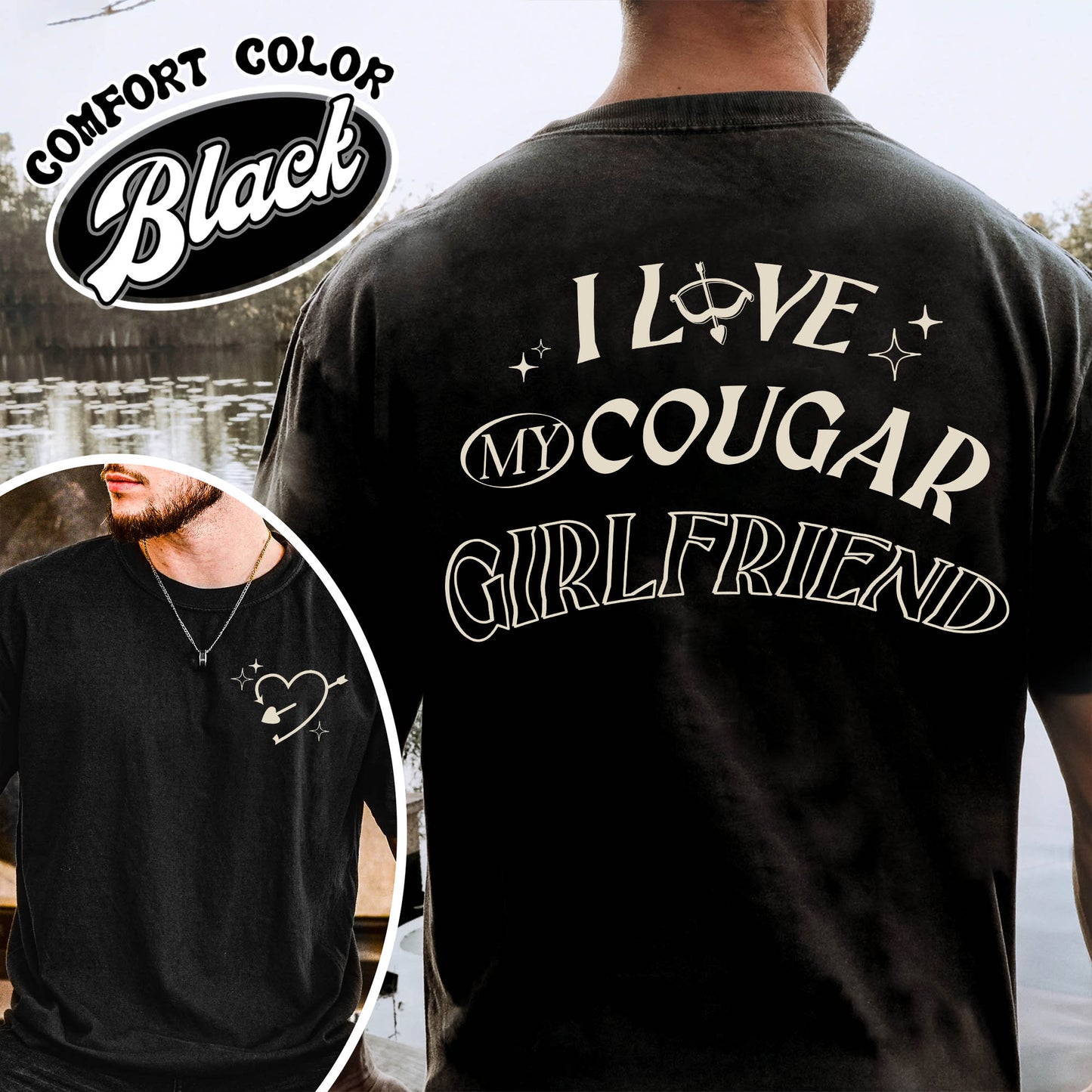 Valentines Day Comfort Colors Shirt, I Love My Cougar Girlfriend Shirt,Boyfriend Gift,I Heart My Cougar Shirt