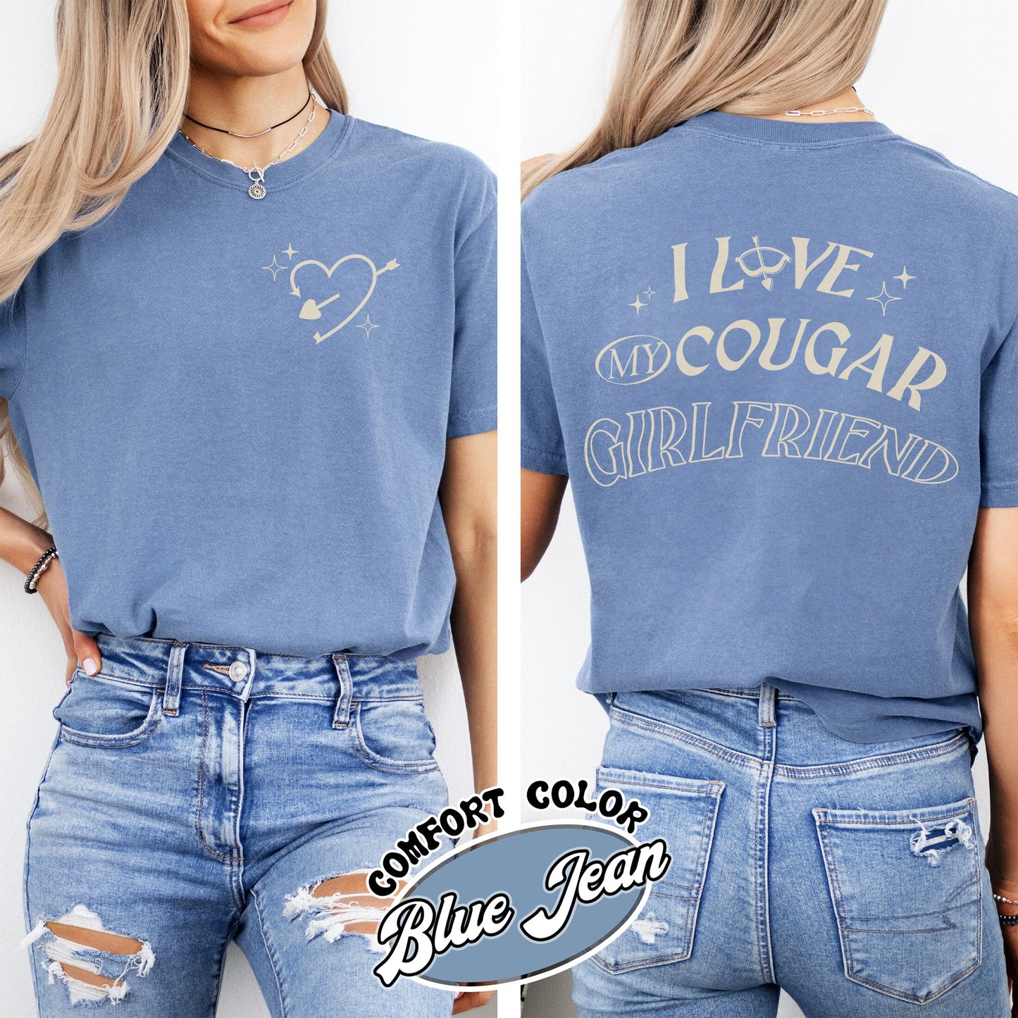 Valentines Day Comfort Colors Shirt, I Love My Cougar Girlfriend Shirt,Boyfriend Gift,I Heart My Cougar Shirt