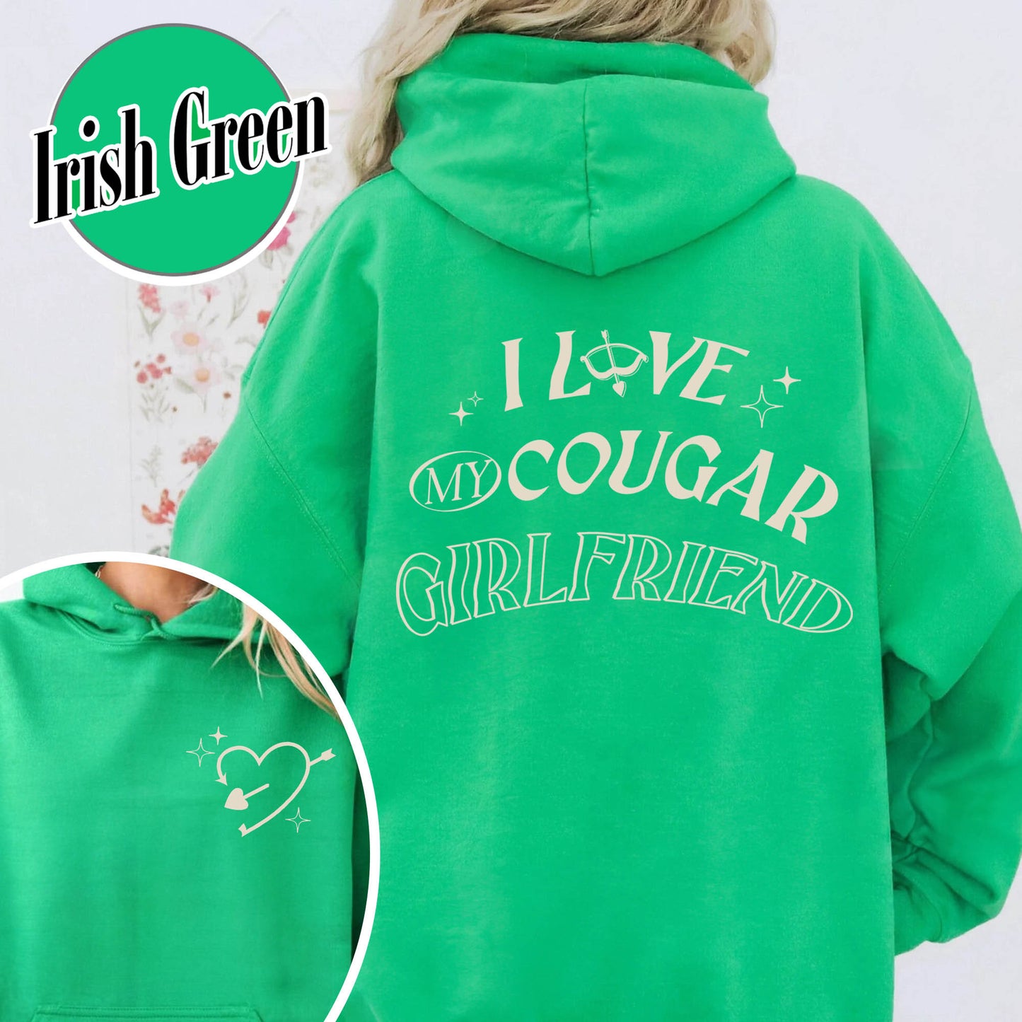 Valentines Day Hoodie, I Love My Cougar Girlfriend Hoodie,Boyfriend Gift,I Heart My Cougar Hoodie