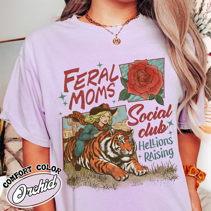 Western Mama Comfort Color Shirt, Feral Moms Social Club Shirt, Somebody’s Feral Wife Shirt, Trendy Mom Apparel