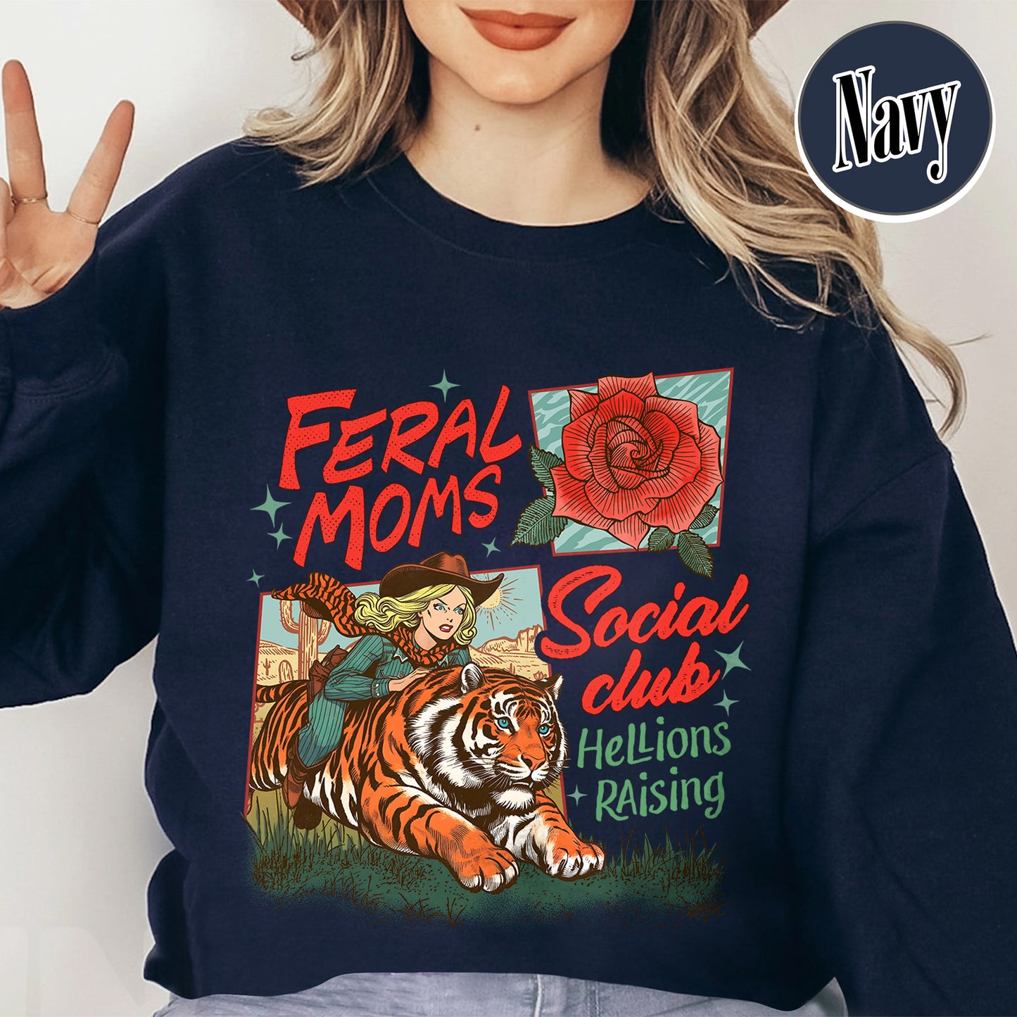 Western Mama Sweatshirt, Feral Moms Social Club Sweatshirt, Somebody’s Feral Wife Sweatshirt, Trendy Mom Apparel