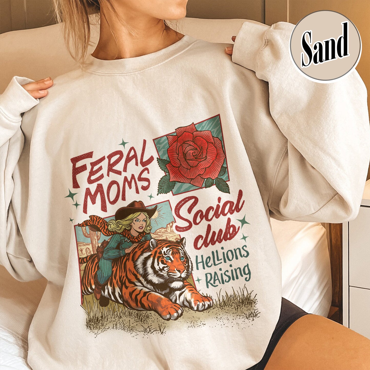Western Mama Sweatshirt, Feral Moms Social Club Sweatshirt, Somebody’s Feral Wife Sweatshirt, Trendy Mom Apparel