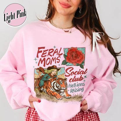 Western Mama Sweatshirt, Feral Moms Social Club Sweatshirt, Somebody’s Feral Wife Sweatshirt, Trendy Mom Apparel
