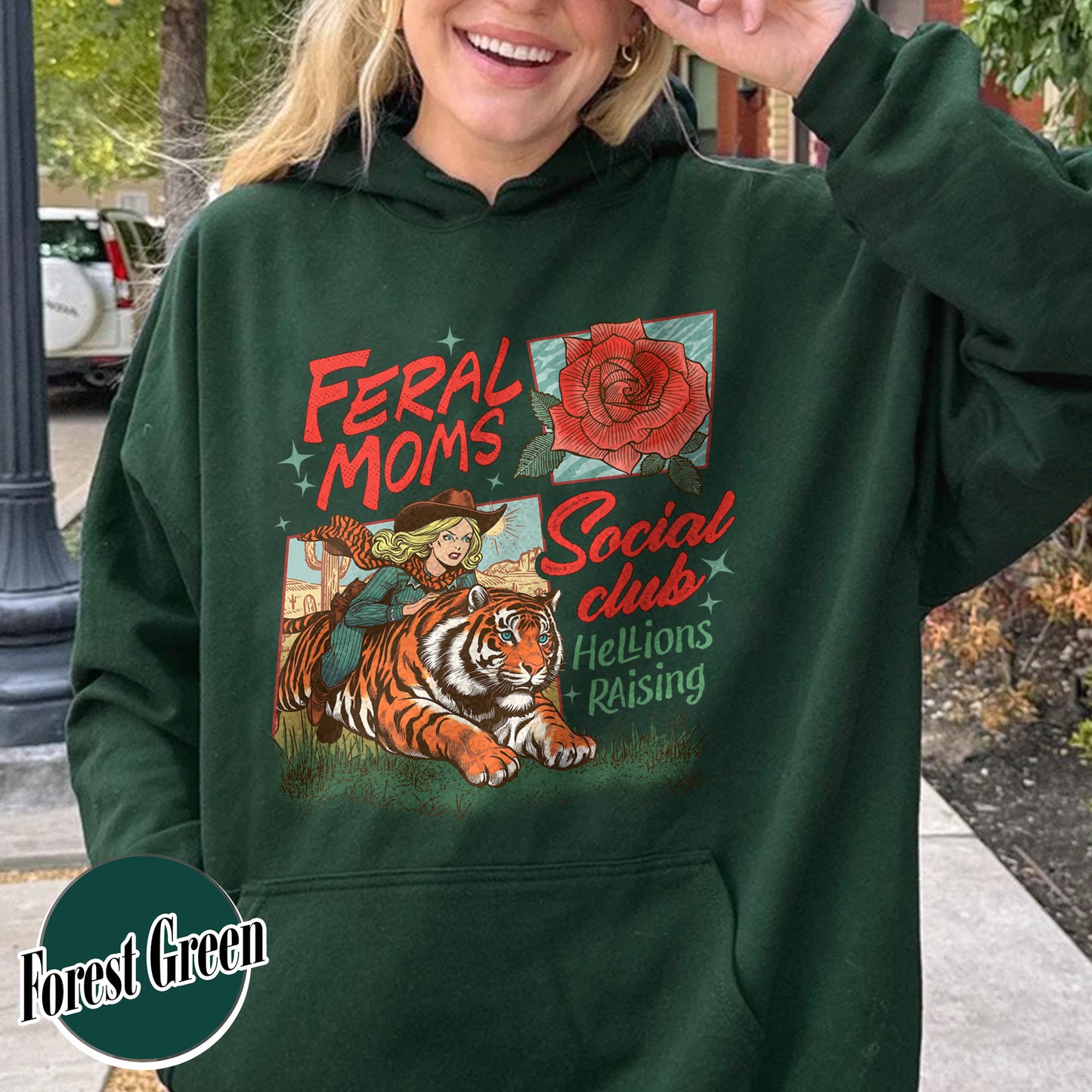 Western Mama Hoodie, Feral Moms Social Club Hoodie, Somebody’s Feral Wife Hoodie, Trendy Mom Apparel