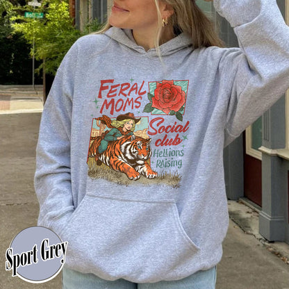 Western Mama Hoodie, Feral Moms Social Club Hoodie, Somebody’s Feral Wife Hoodie, Trendy Mom Apparel