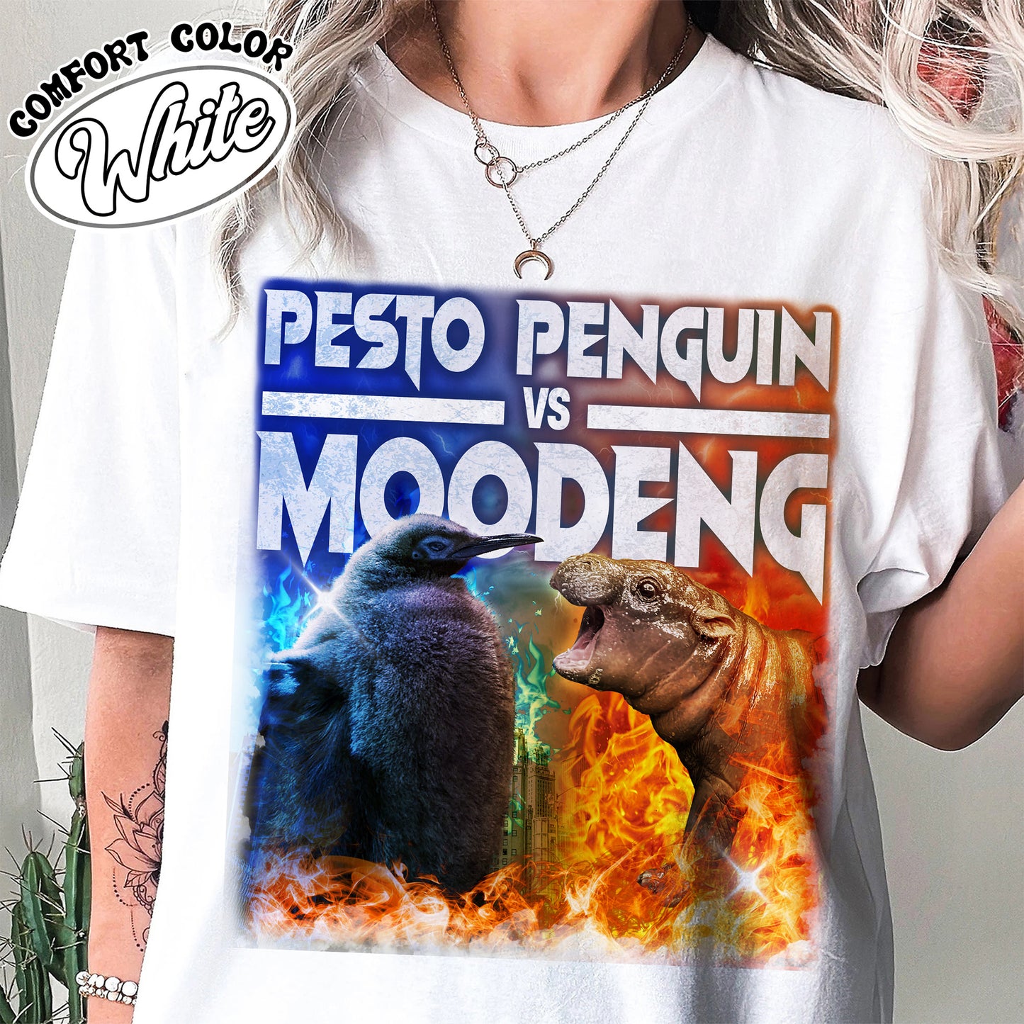 Pesto the Penguin Shirt, Moo Deng Shirt, Hippo Moo Deng Shirt, Animal Lover Gift, the Penguin Viral Cute Shirt, Funny Penguin, Zoo Baby Hippo