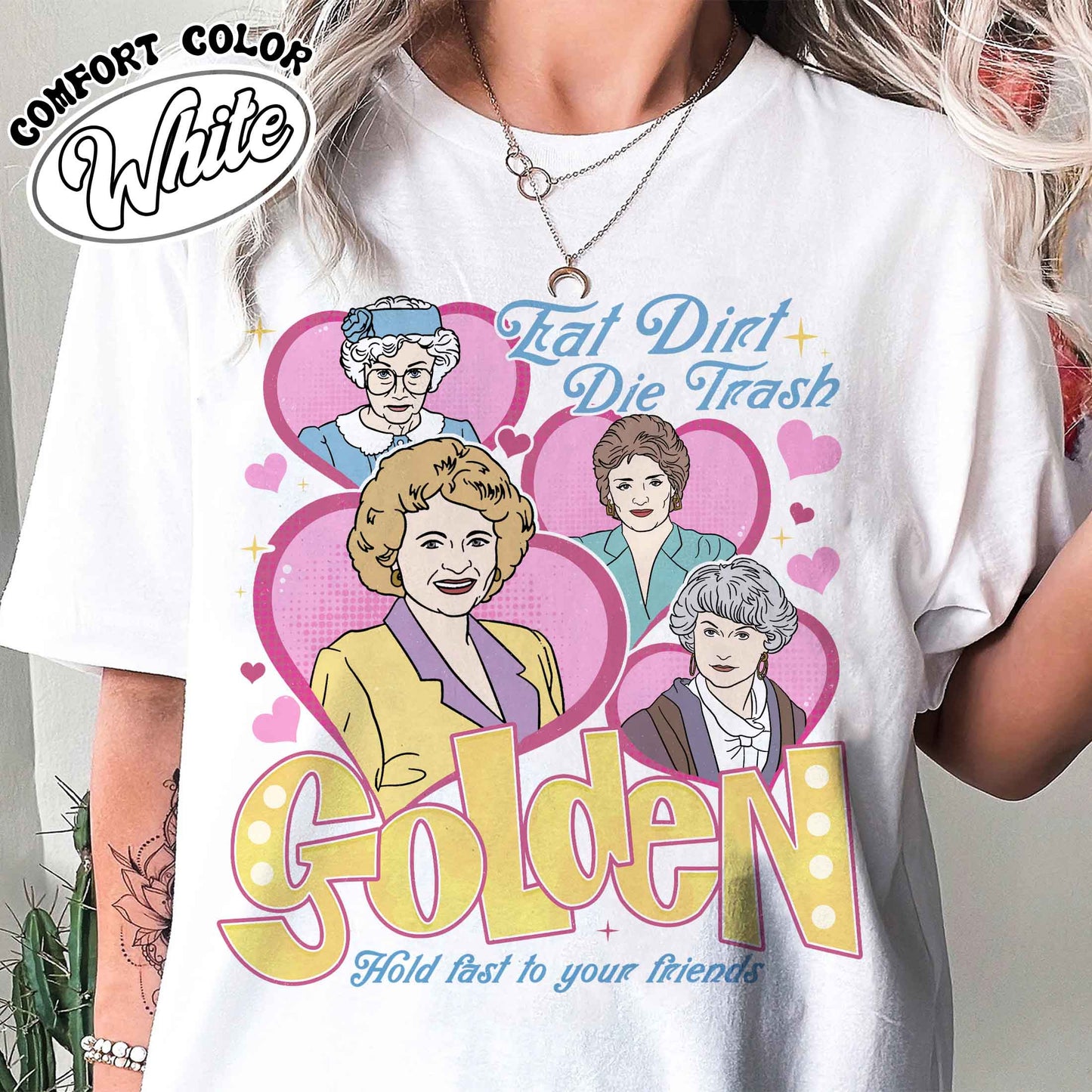 Eat Dirt, Die Trash Stay Golden With Pocket Graphic Tee 90s Sitcom Mom Vibes, Sarcastic Mom, Funny Mom, Gift For Her, Gift For Friend