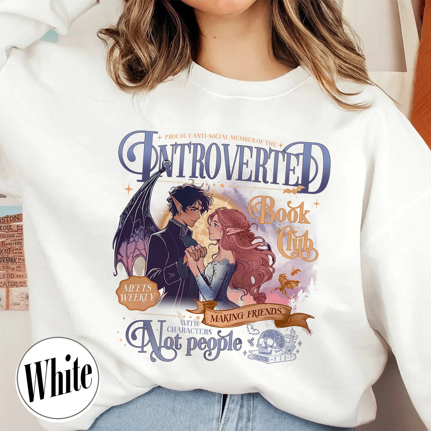 Introverted Book Club Sweatshirt, Romantasy Readers Society Sweatshirt, Antisocial Book Club Sweatshirt