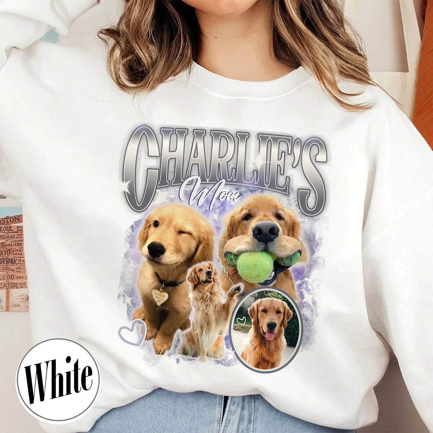 Pet Lover Sweatshirt, Pet Custom Vintage Washed Sweatshirt, Custom Dog Cat Mom Sweatshirt
