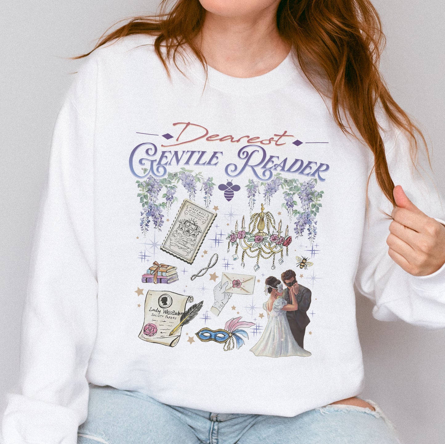 Dearest Gentle Reader, Regency Romance Aesthetic, Bridgerton Inspired Gift for Book Lovers Sweatshirt