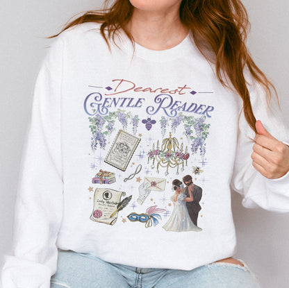 Dearest Gentle Reader, Regency Romance Aesthetic, Bridgerton Inspired Gift for Book Lovers Sweatshirt