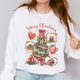 Vintage Merry Christmas Sweatshirt – Christmas Tree Candy Cane Hot Cocoa Holiday Sweatshirt