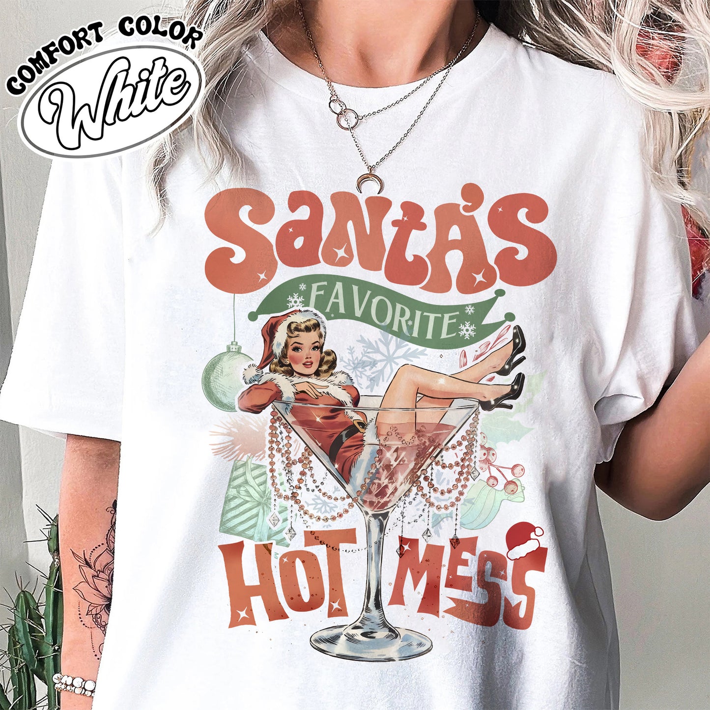 Santa Favorite Hot Mess Wine Shirt, Christmas Martini Shirt, Martini Christmas Shirt, Coquette Christmas Drink Shirt, Espresso Martini Christmas