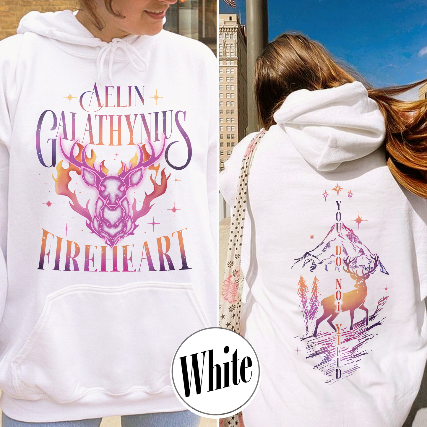Fireheart Queen Aelin Hoodie, Terrasen to Whatever End Fireheart, You Do Not Yield Hoodie, TOG Hoodie