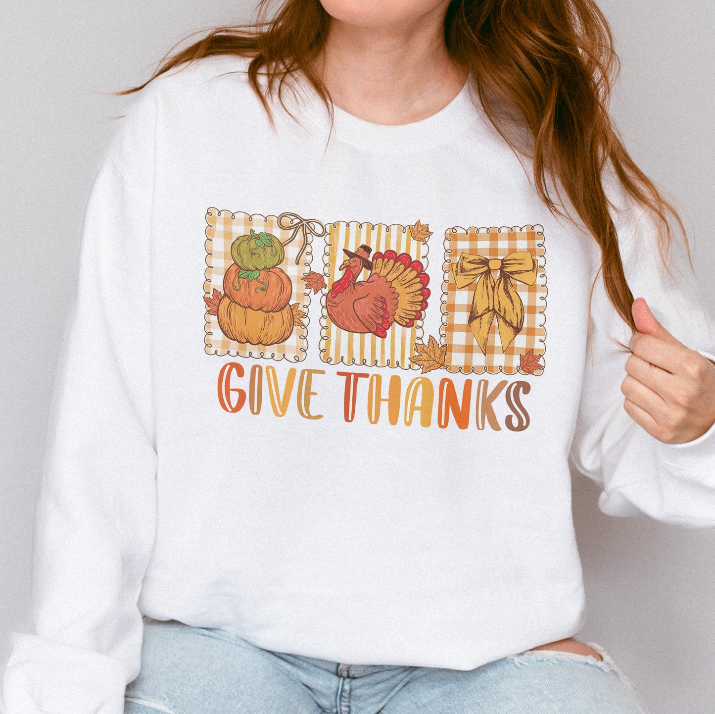 Thanksgiving Holiday, Give Thanks Coquette, Fall Pumpkin Turkey, Grateful Thankful Blessed, Autumn Gift Sweatshirt