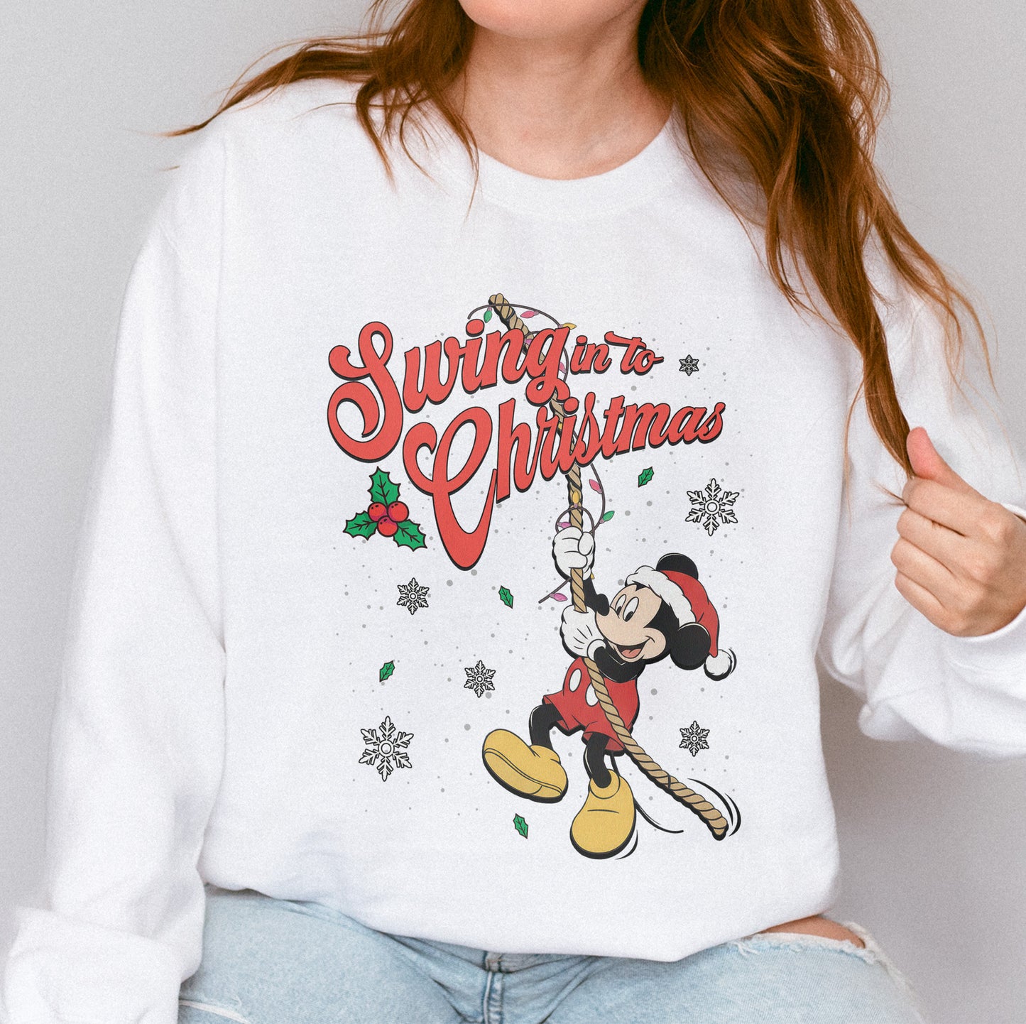 Swing Into Christmas Shirt: Funny Mickey Christmas Tee, Cute Holiday Shirt, Festive Disney Christmas Outfit Sweatshirt