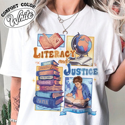 Literacy And Justice For All Shirt, Literacy And Justice For All Tshirt, Book Lover Shirt, Reading Shirt, Librarian Shirt, Literary Shirt