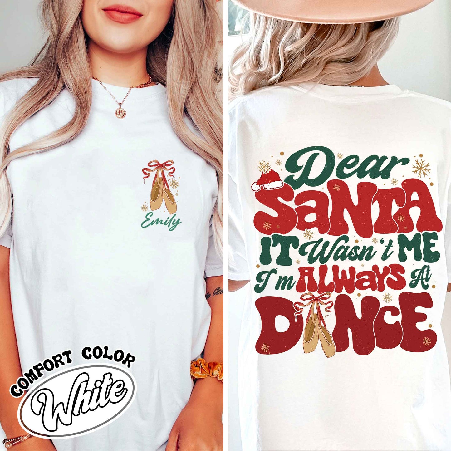 Dear Santa It Wasn't Me I'm Always At Dance Shirt,Custom Christmas Dancer Shirt,Christmas Dancer Tee,Christmas Shirt For Dancer,Dancers Gift