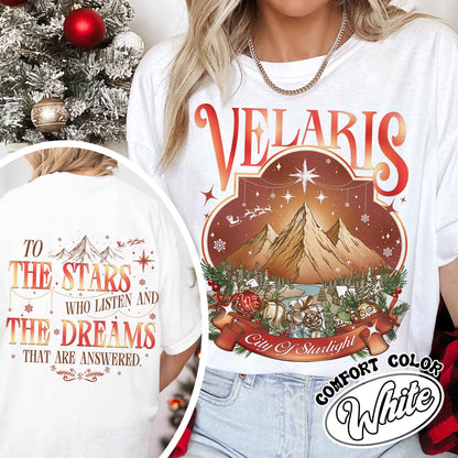 Velaris City of Starlight Two-Sided Shirt, Velaris Shirt Comfort Colors, Velaris City Starlight Shirt, City of Velaris, Velaris Christmas Shirt