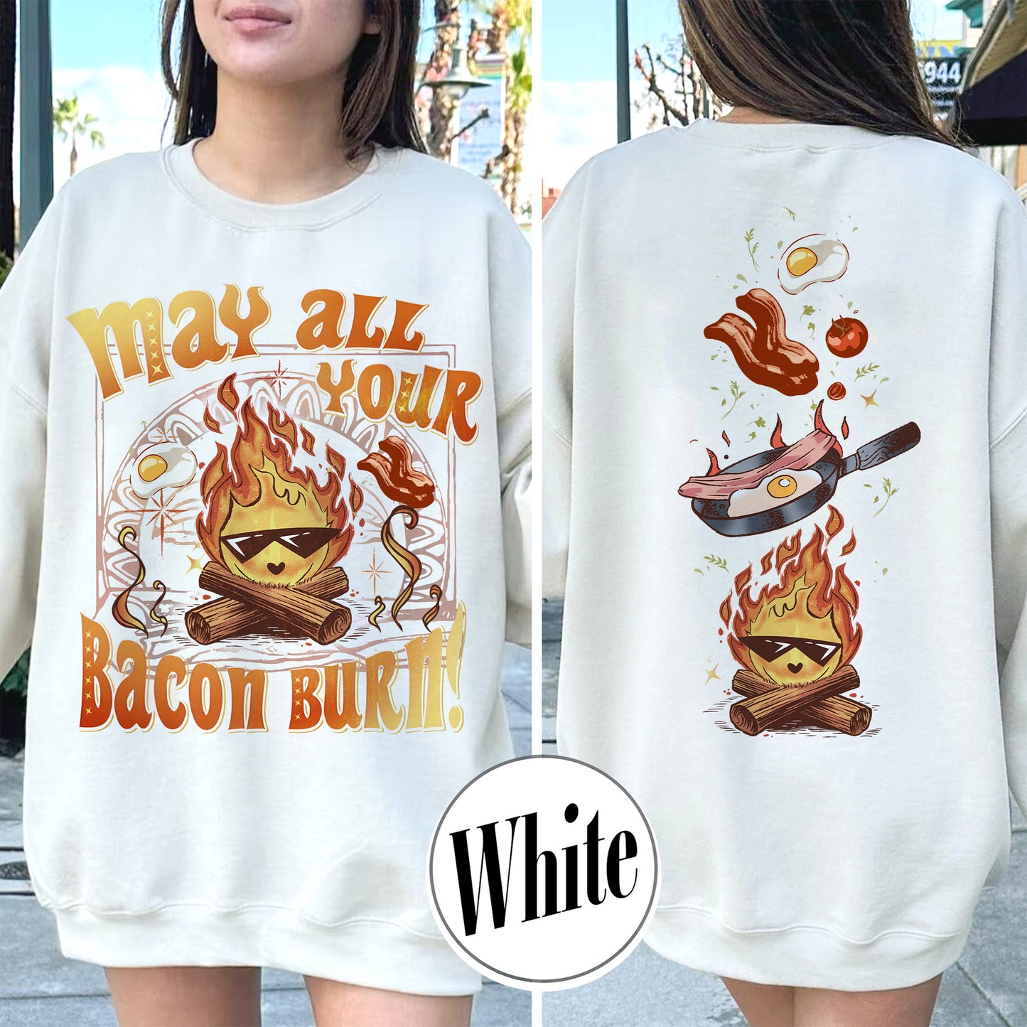 May All Your Bacon Burn Sweatshirt, Move Castle Sweatshirt, Bed and Breakfast Sweatshirt, Anime Sweatshirt, Anime Fan Gift, Kawaii Fire Sweatshirt, Fire Demon Sweatshirt