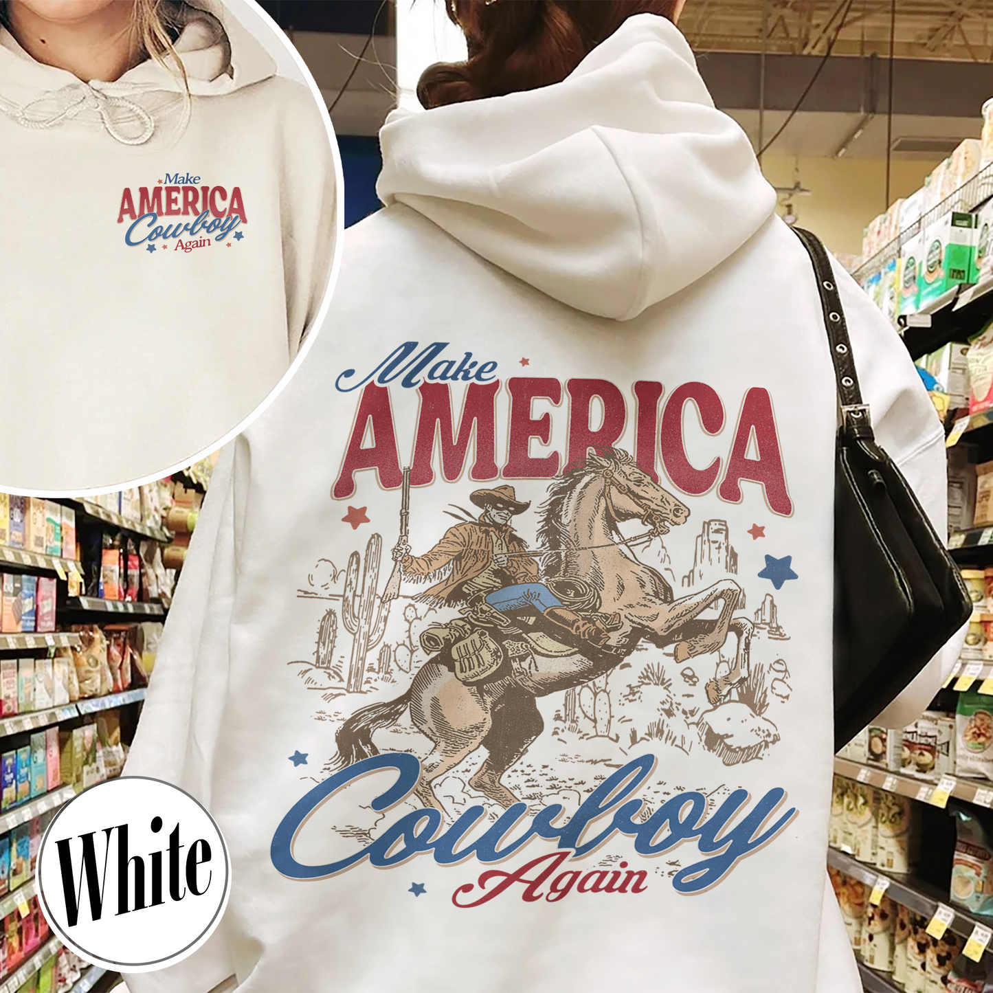 Make America Cowboy Again Hoodie, Make America Cowboy Again Hoodie, 4th of July Shirts, 4th of July Hoodie, 4th of July Western Hoodie