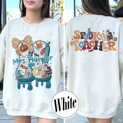 Back to School Sweatshirt, Personalized Halloween Teacher Sweatshirt, First Day of School Sweatshirt
