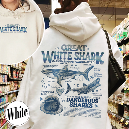 Great White Shark Anatomy Hoodie, Shark Hoodie, Great White Shark Biology, Great White Shark Drawing, Marine Biology Hoodie
