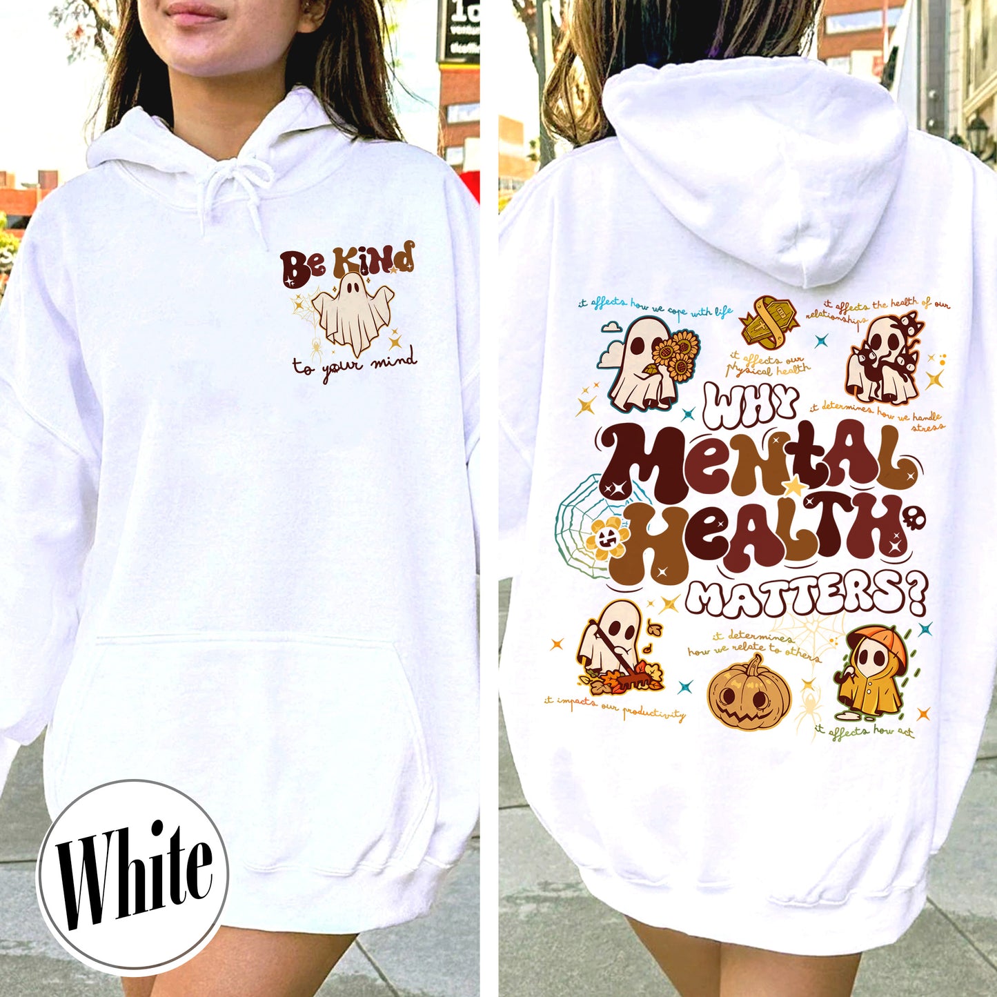 Halloween Mental Health Hoodie, Don’t Ghost Your Feelings Hoodie, Therapist School Counselor Hoodie