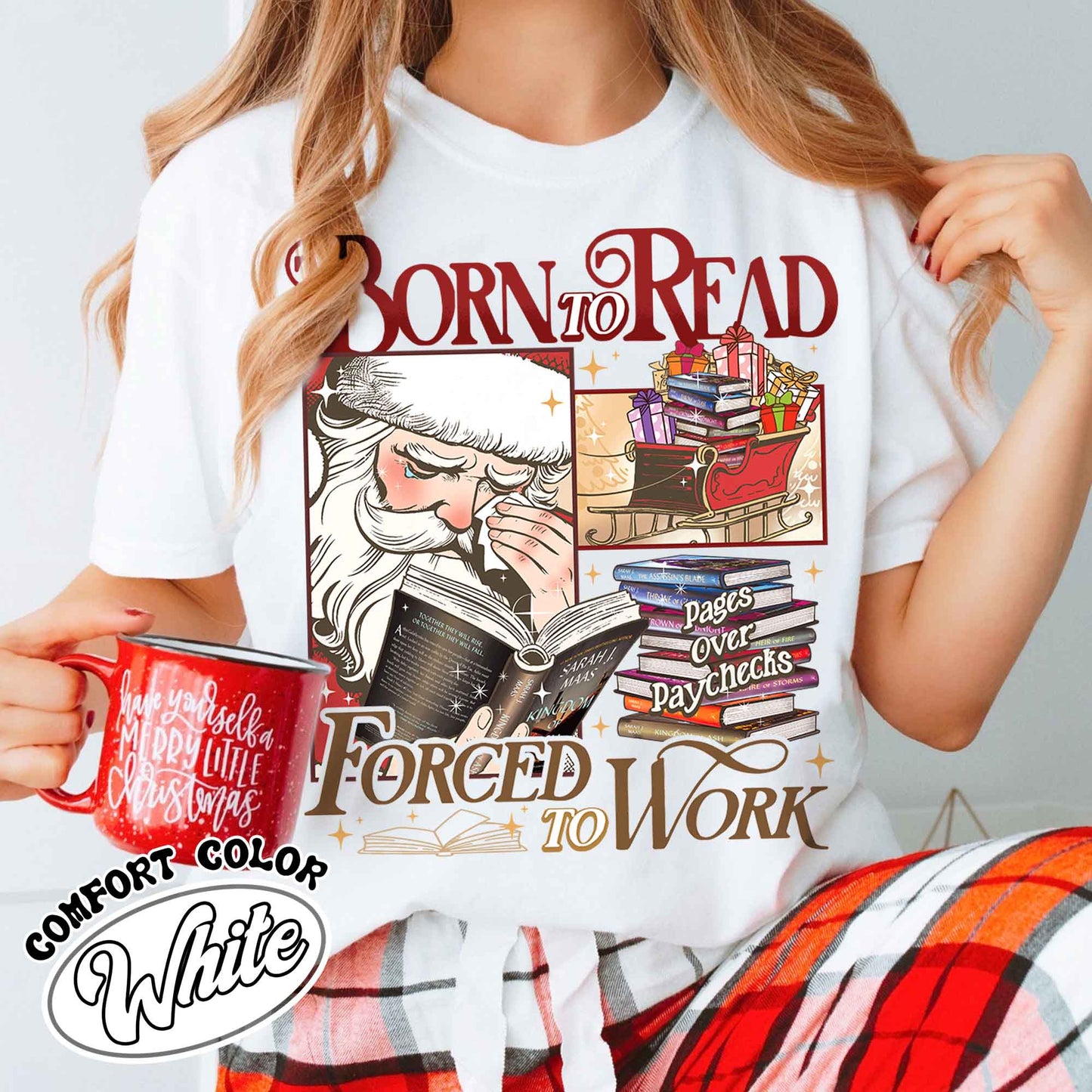 Christmas Born To Read Shirt, Born To Read Forced To Work Shirt, Born To Read Bookish Shirt, Born To Read Forced Shirt, Christmas Book Shirt