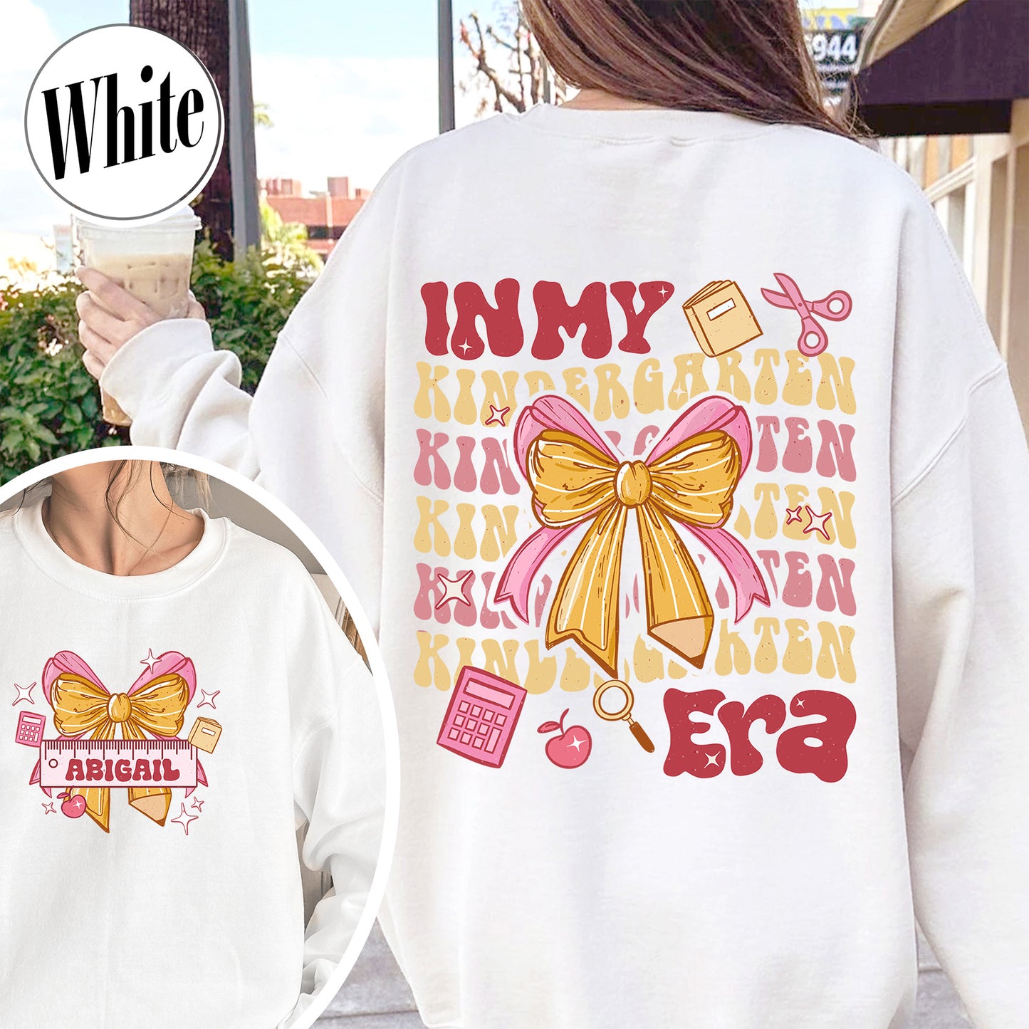Back to School Sweatshirt, in My Kindergarten Era Sweatshirt, Custom Name Kinder Sweatshirts