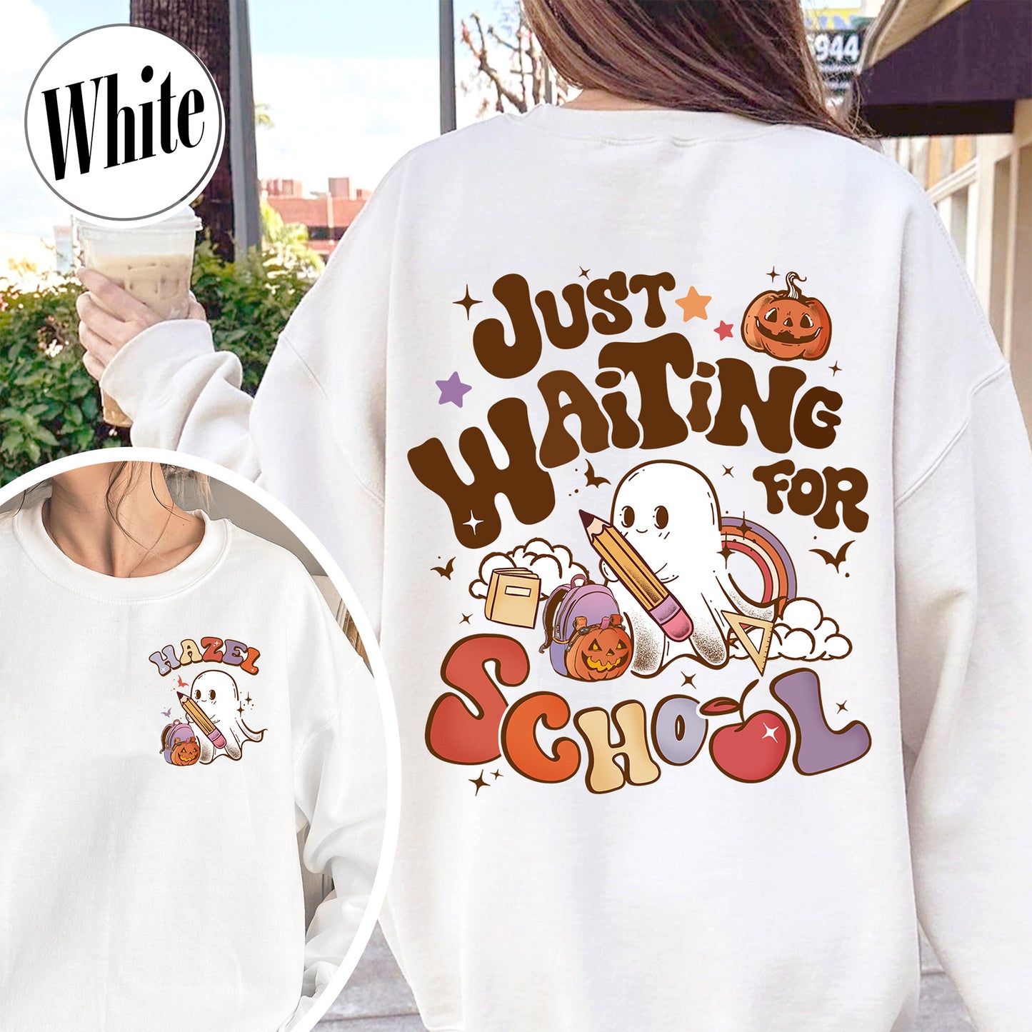 Halloween Sweatshirt, Waiting for Back to School Sweatshirt, Custom Halloween Teacher Sweatshirt