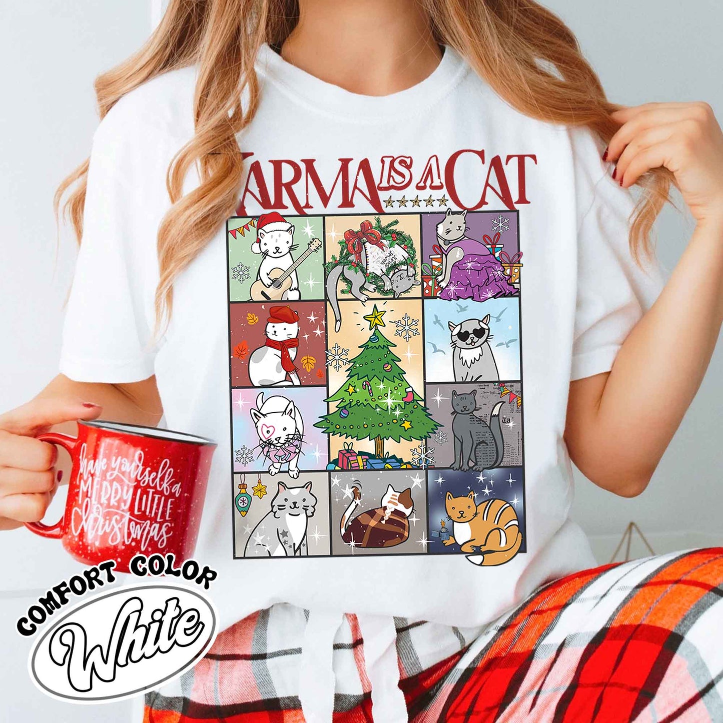 Karma Is a Cat Shirt, Kitten T-Shirt, Cat Lover Gift Tee, Concert Tee, Positive Quote Tee, Karma T-Shirt, Merry Swiftmas Shirt, Christmas Cat Tee