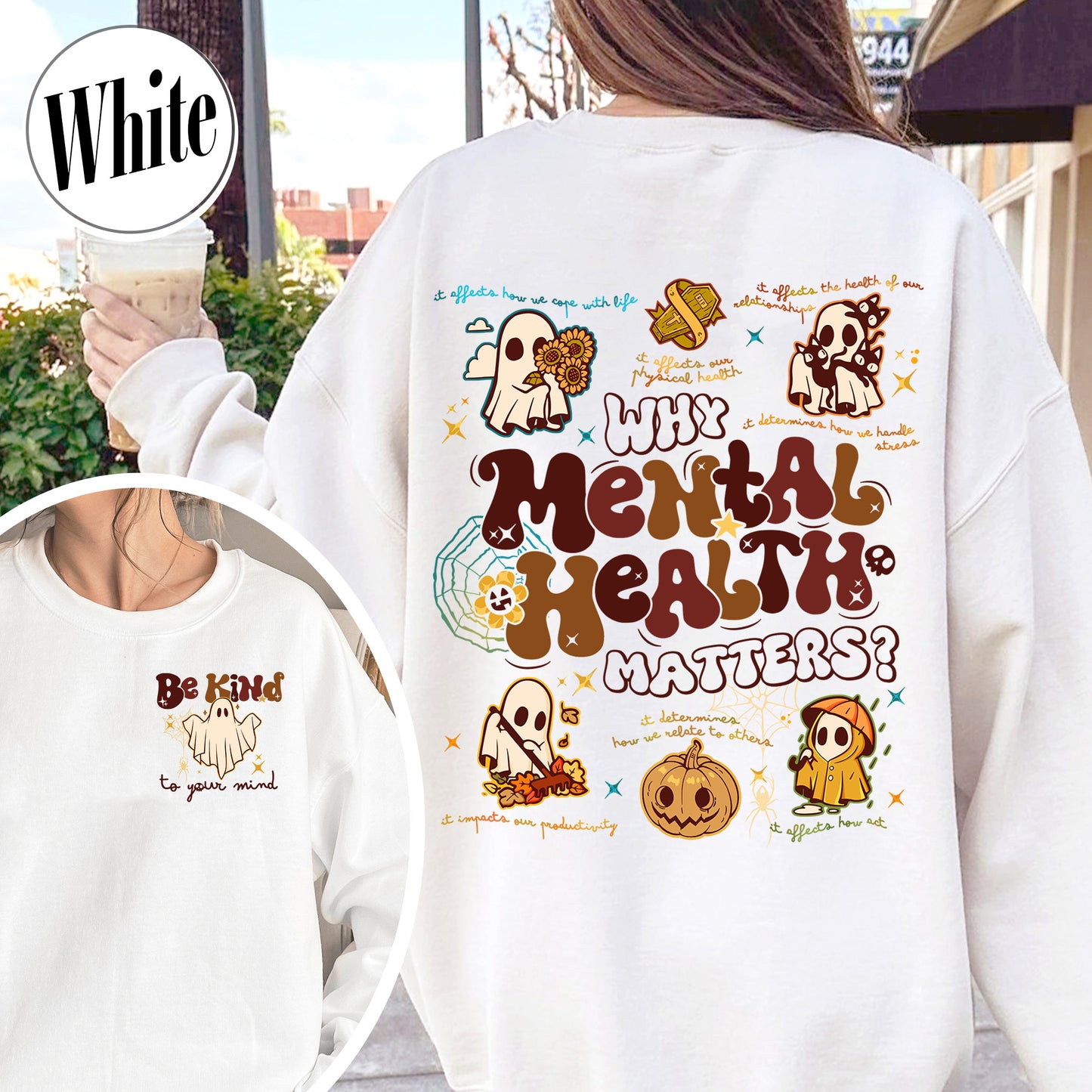 Halloween Mental Health Sweatshirt, Don’t Ghost Your Feelings Sweatshirt, Therapist School Counselor Sweatshirt